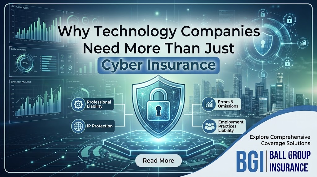 Technology business owner reviewing comprehensive business insurance options beyond cyber insurance 